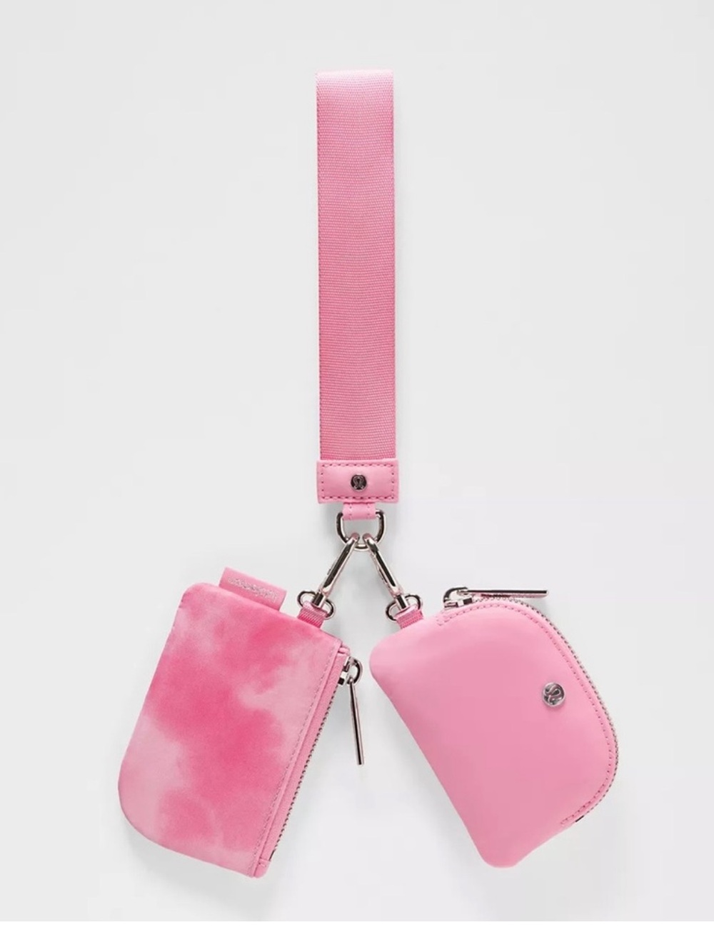 Lululemon Dual Pouch Wristlet Smoothie Print Strawberry Multi/ Candy Cloud/sil.